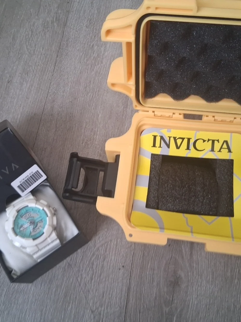 Activa x Invicta Pixel 50mm Watch ACW498-010 White/Turquoise Dial + Heavy Yellow